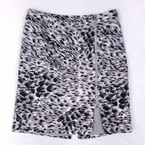 Talbots Abstract Brushstroke Pencil Skirt 14W Gray